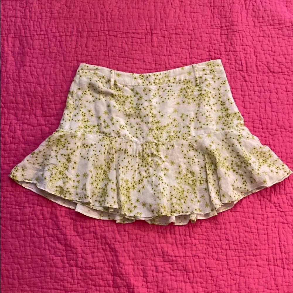 All Saints Green Floral Mini Skort, US8
